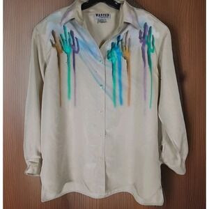 Women Cowboy Shirt Vintage Small Southwestern Blouse Wanted by Beads Cowboycore